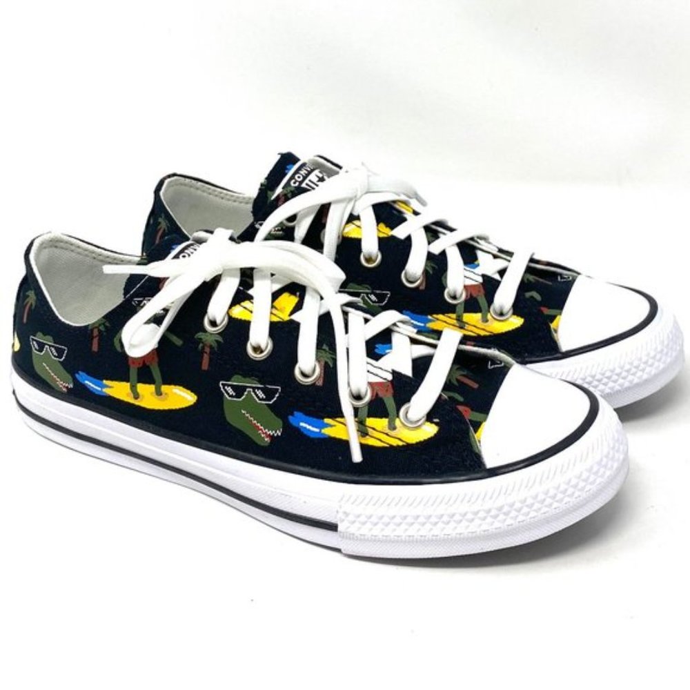 CONVERSE 671293F CTAS OX Croco Furf Black Canvas Unique Women's Low Top Sneakers - Picture 3 of 10